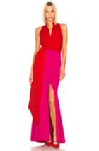 Brandon Maxwell Split Neck Gown In Pink,red