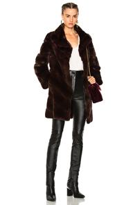 Yves Salomon Rex Coat In Brown