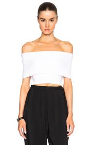 Rosetta Getty Cropped Banded Viscose Sweater In White
