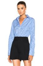 Tibi Gingham Slim Fit Shirt In Blue,checkered & Plaid,white