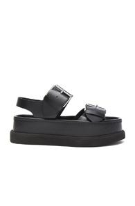 Stella Mccartney Leather Buckle Sandals In Black