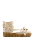 Fenty By Puma Bow Leather Creeper Sandals In Pink
