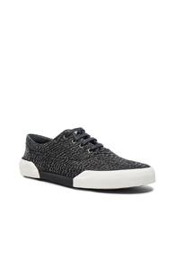 Lanvin Zebra Linen Oxford Sneaker In Black,abstract