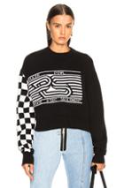 Proenza Schouler Pswl Checkerboard Jacquard Crewneck Sweater In Black,checkered & Plaid