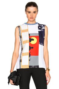 Victoria Beckham Sleeveless Multipatch Tee In White,abstract