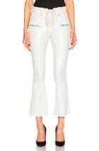 Unravel Lace Front Crop Flare Leather Pants In White