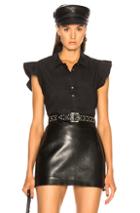 Frame Flounce Popover Top In Black