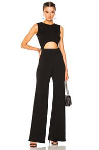 Baja East Cotton Lurex Rib Knit Cutout Jumpsuit In Black
