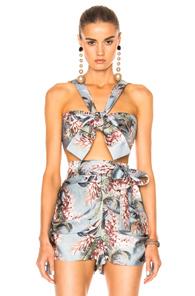 Zimmermann Winsome Bow Bralette Top In Blue,floral