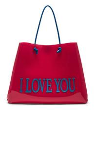 Alberta Ferretti I Love You Large Tote In Red