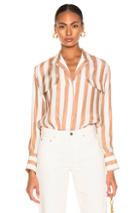 Frame Pocket Silk Blouse In Neutral,stripes,white