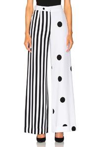 Monse Asymmetric Print Pant In White,stripes,geometric Print