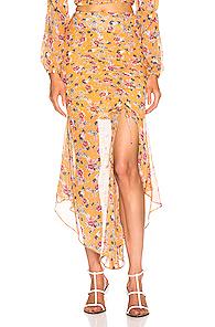 Nicholas Drawstring Skirt In Floral,orange