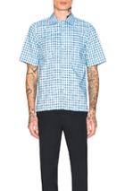 Marni Short Sleeve Sport Shirt In Blue,checkered & Plaid