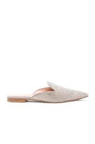 Alberta Ferretti Crystal Embellished Mules In Metallic Silver
