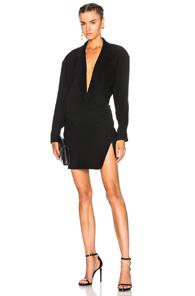 Alexandre Vauthier Crepe Wrap Dress In Black