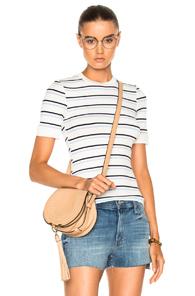 Frame Denim 70s Double Stripe Fitted Tee In Blue,stripes,white