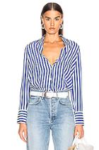 L'agence Brielle Long Sleeve Blouse In Blue,stripes,white