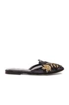 Oscar De La Renta Patrizia Mesh Embroidered Flats In Black,metallics