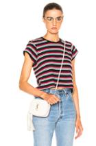 Re/done Stripe Boxy Tee In Blue,red,stripes