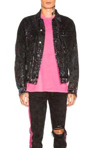 Amiri Graffiti Neon Trucker Jacket In Black