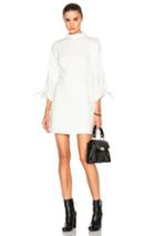 Tibi Tie Sleeve Dress In White,geometric Print