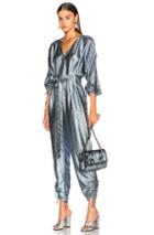 Stella Mccartney Belted Jumpsuit In Blue,metallics