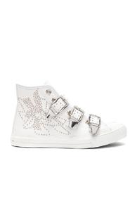 Chloe Kyle Semi-shiny Calf Leather Buckle Sneakers In White