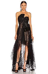 Oscar De La Renta Strapless Bow Gown In Black