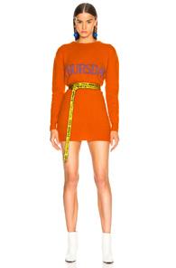Alberta Ferretti Thursday Crewneck Sweater Dress In Orange