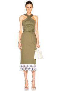 Suno Cross Halter Pencil Dress In Green