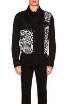 Versace Panel Print Denim Jacket In Abstract,black,geometric Print,white