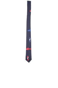 Thom Browne Shark & Surfboard Silk Tie In Blue