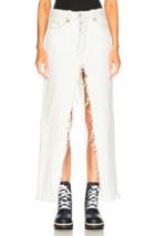 Unravel Rigid Denim Deconstructed Long Skirt In White