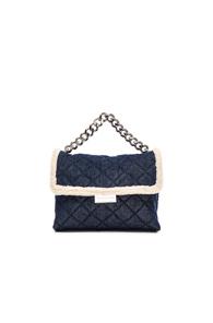 Stella Mccartney Quilted Denim Crossbody In Blue
