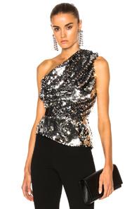 Carven One Shoulder Top In Metallics