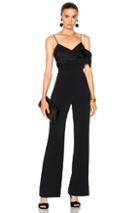 Jonathan Simkhai Stretch Crepe Drape Shoulder Jumpsuit In Black