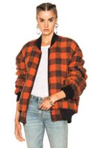 R13 Reversible Double Plaid Flight Jacket In Red,checkered & Plaid,blue