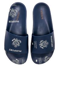 Vetements Leather Passport Slides In Blue