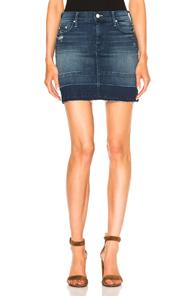 Mother Undone Hem Mini Skirt In Blue