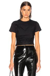 T By Alexander Wang Compact Twist Short Sleeve Top In Black