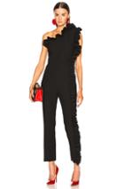 Msgm One Shoulder Ruffle Jumpsuit In Black