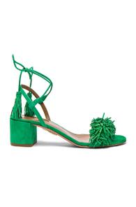Aquazzura Suede Wild Thing Heels In Green