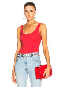 Enza Costa Scoop Tank Bodysuit In Red