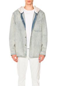 Alexander Wang Heavy Weight Denim Hooded Shirt In Blue