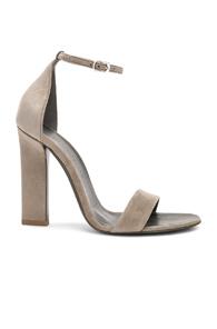 Victoria Beckham Suede Anna Ankle Strap Heels In Green,gray