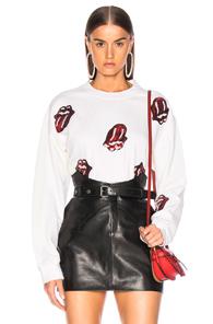 Madeworn Rolling Stones Sequins Crew Fleece In White