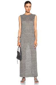 T By Alexander Wang Heather Linen Jersey Long Muscle Dress In Gray