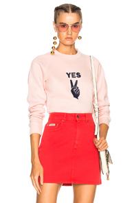 Alexachung Yes Peace Sign Flock Print Sweatshirt In Pink