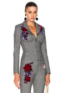 La Perla Prince Of Wales Corset Jacket In Gray,checkered & Plaid,floral